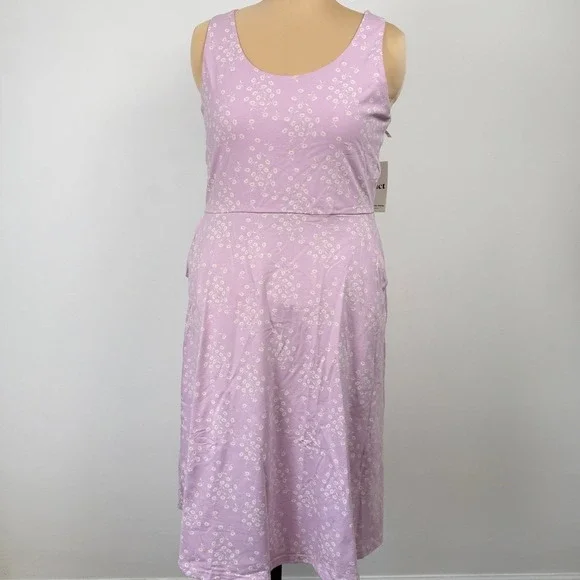 Pact Lilac Floral Tie Back Cutout Sundress XL Cottage Garden Spring Summer - Picture 2 of 10